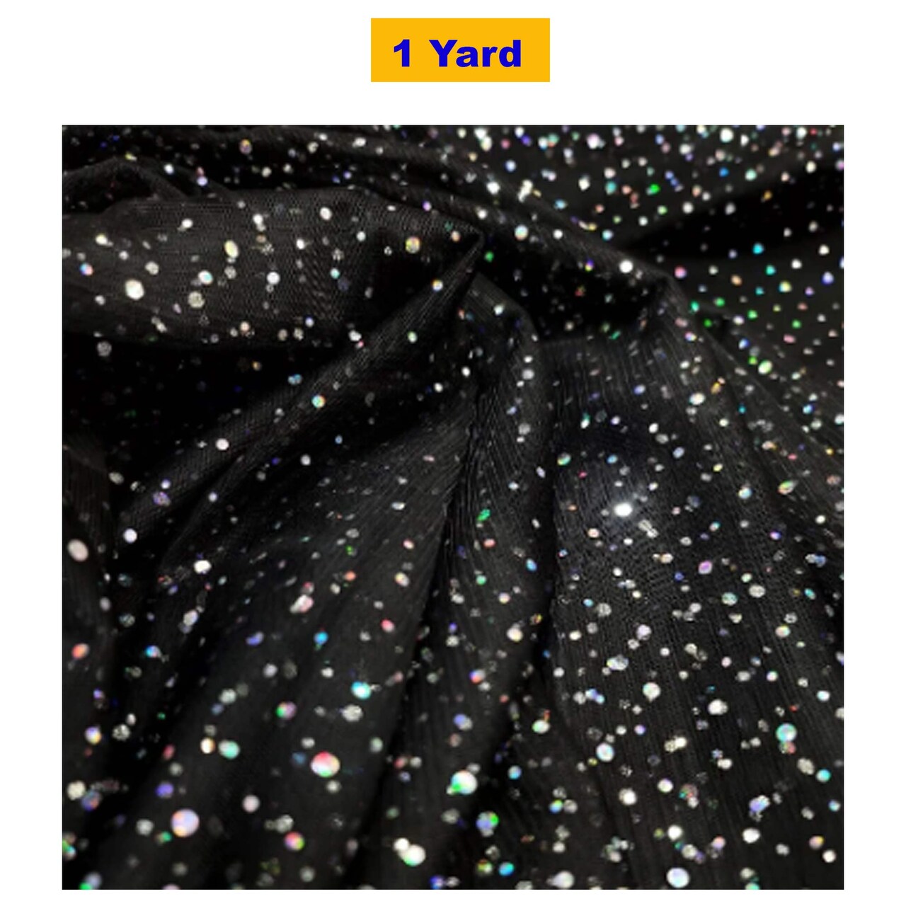 Black Stretch Mesh Iridescent Sequins Fabric Quinceanera Prom